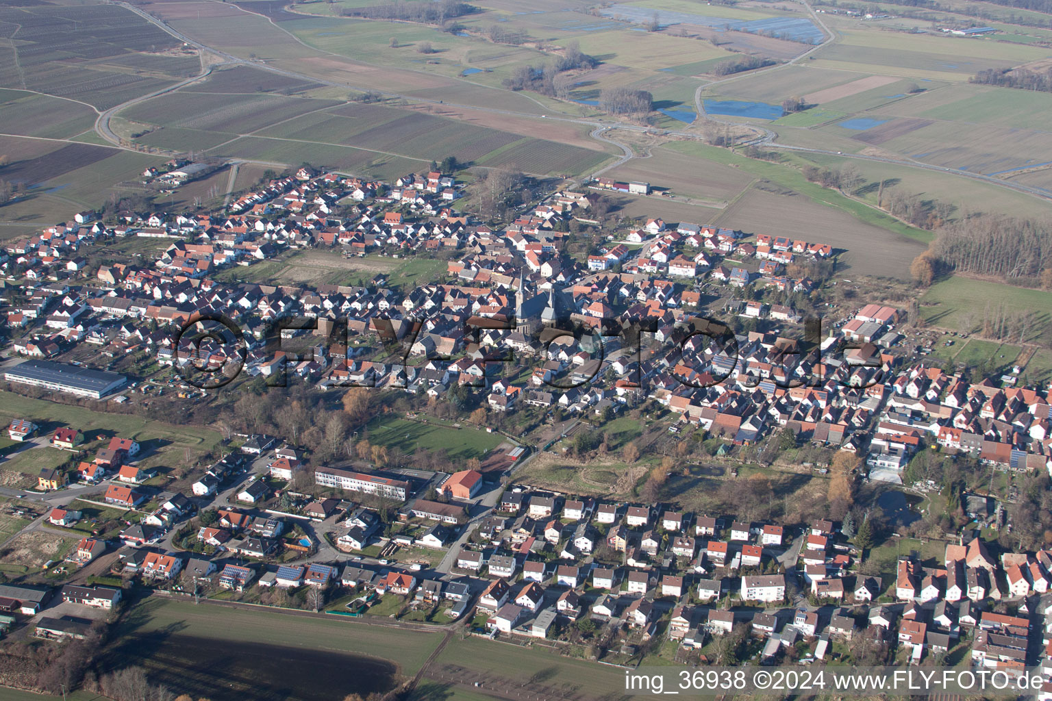 Gommersheim in the state Rhineland-Palatinate, Germany from the drone perspective