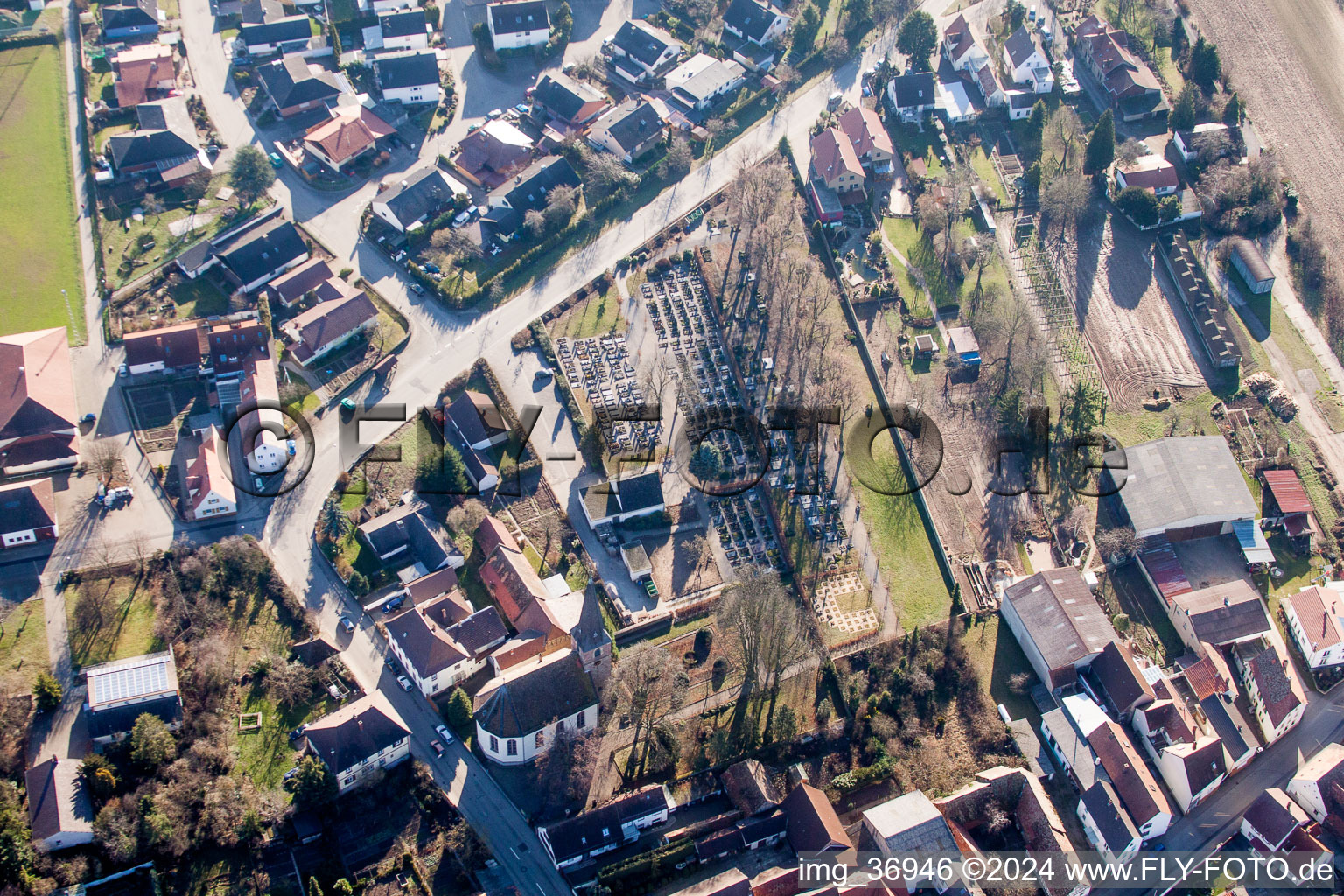 Town View of the streets and houses of the residential areas in Gommersheim in the state Rhineland-Palatinate, Germany