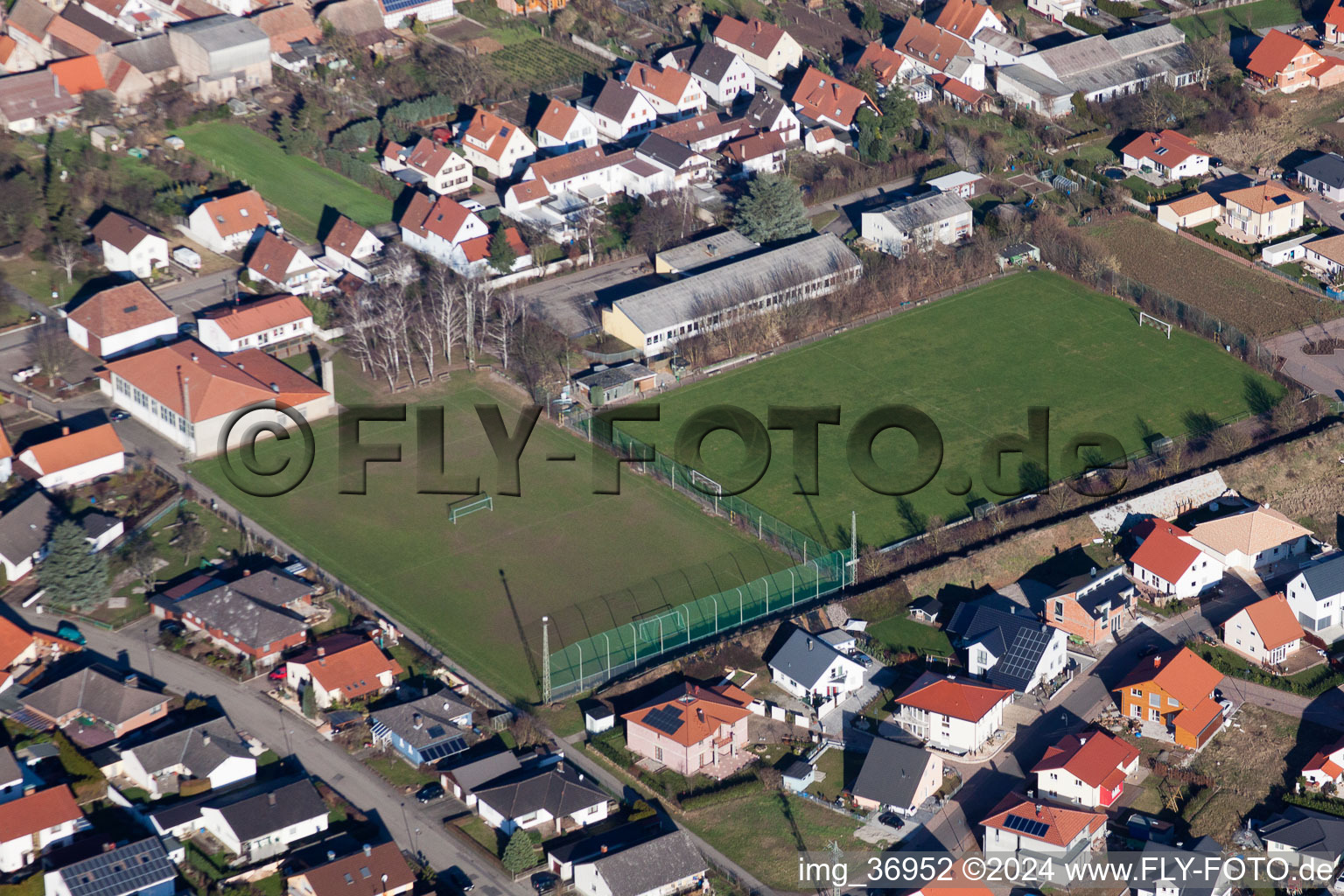 Gommersheim in the state Rhineland-Palatinate, Germany seen from above