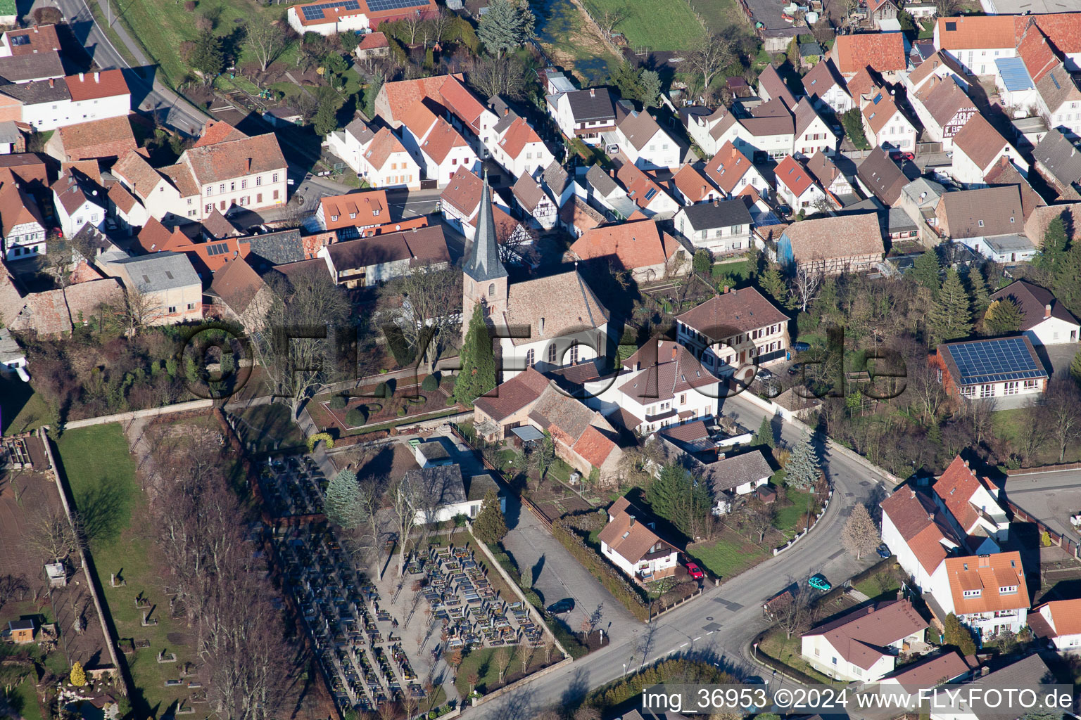 Gommersheim in the state Rhineland-Palatinate, Germany from the plane