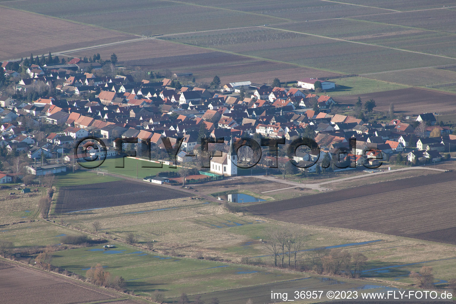 Aerial view of Altdorf in the state Rhineland-Palatinate, Germany