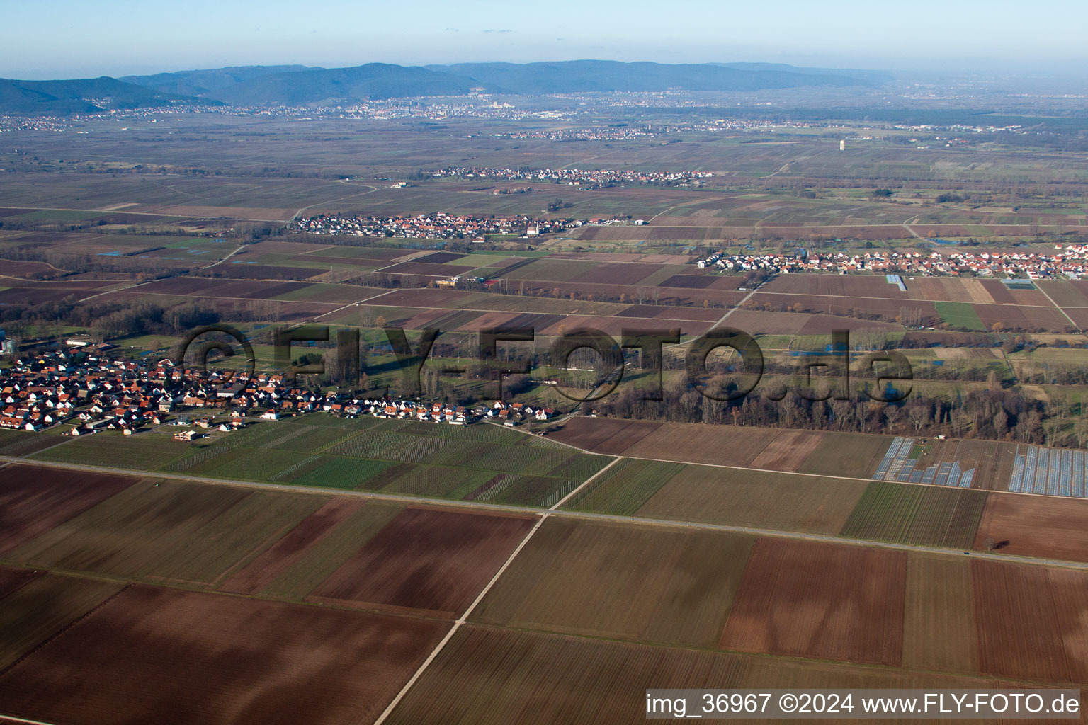 Aerial photograpy of Freimersheim in the state Rhineland-Palatinate, Germany