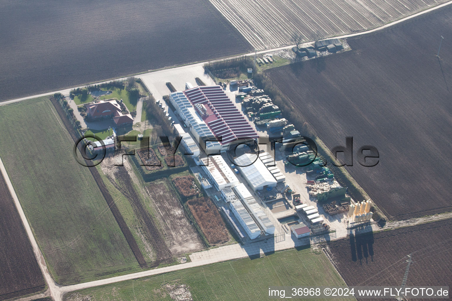 Zeiskam in the state Rhineland-Palatinate, Germany viewn from the air