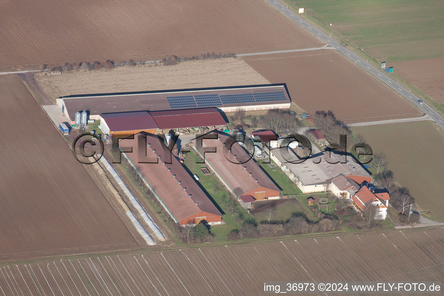 Bird's eye view of Zeiskam in the state Rhineland-Palatinate, Germany