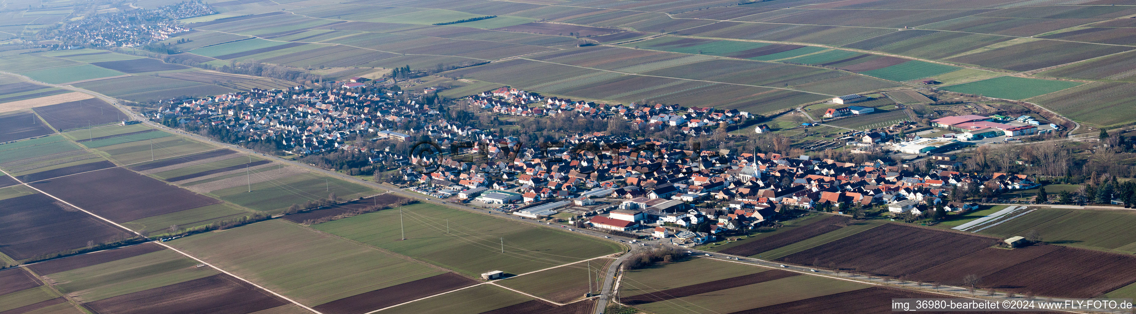 Panorama in the district Niederhochstadt in Hochstadt in the state Rhineland-Palatinate, Germany