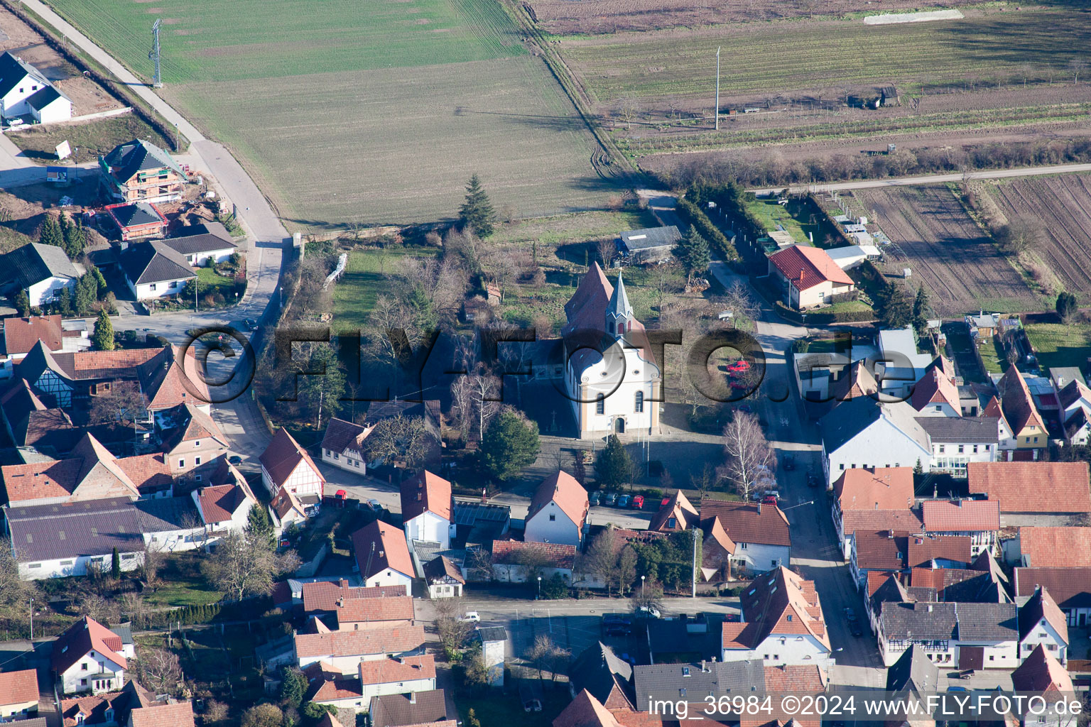 Drone recording of Zeiskam in the state Rhineland-Palatinate, Germany