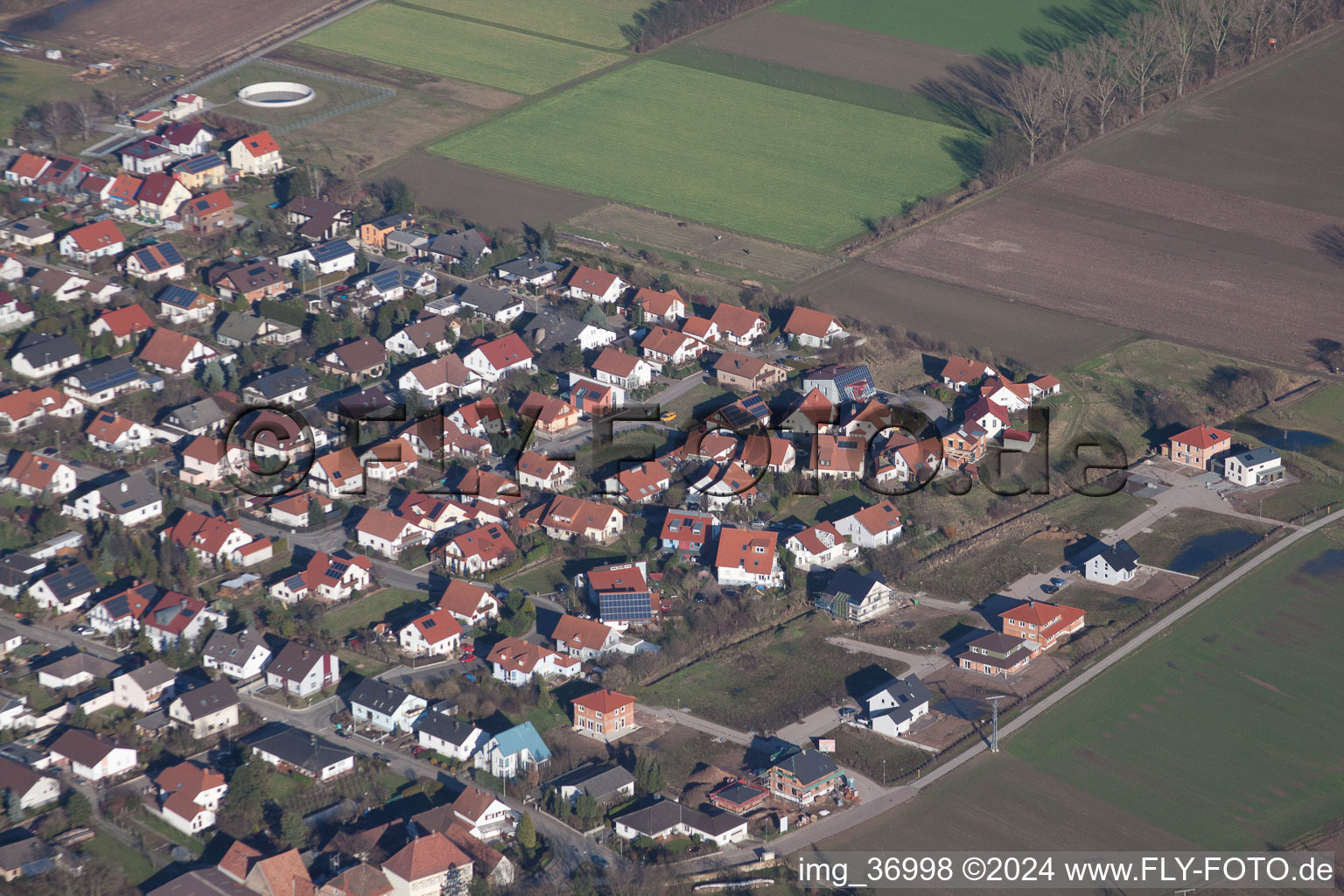 Zeiskam in the state Rhineland-Palatinate, Germany viewn from the air