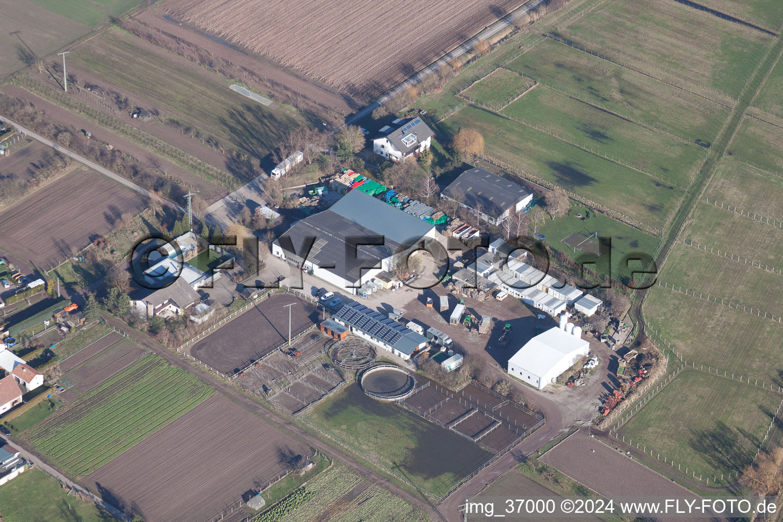 Bird's eye view of Zeiskam in the state Rhineland-Palatinate, Germany