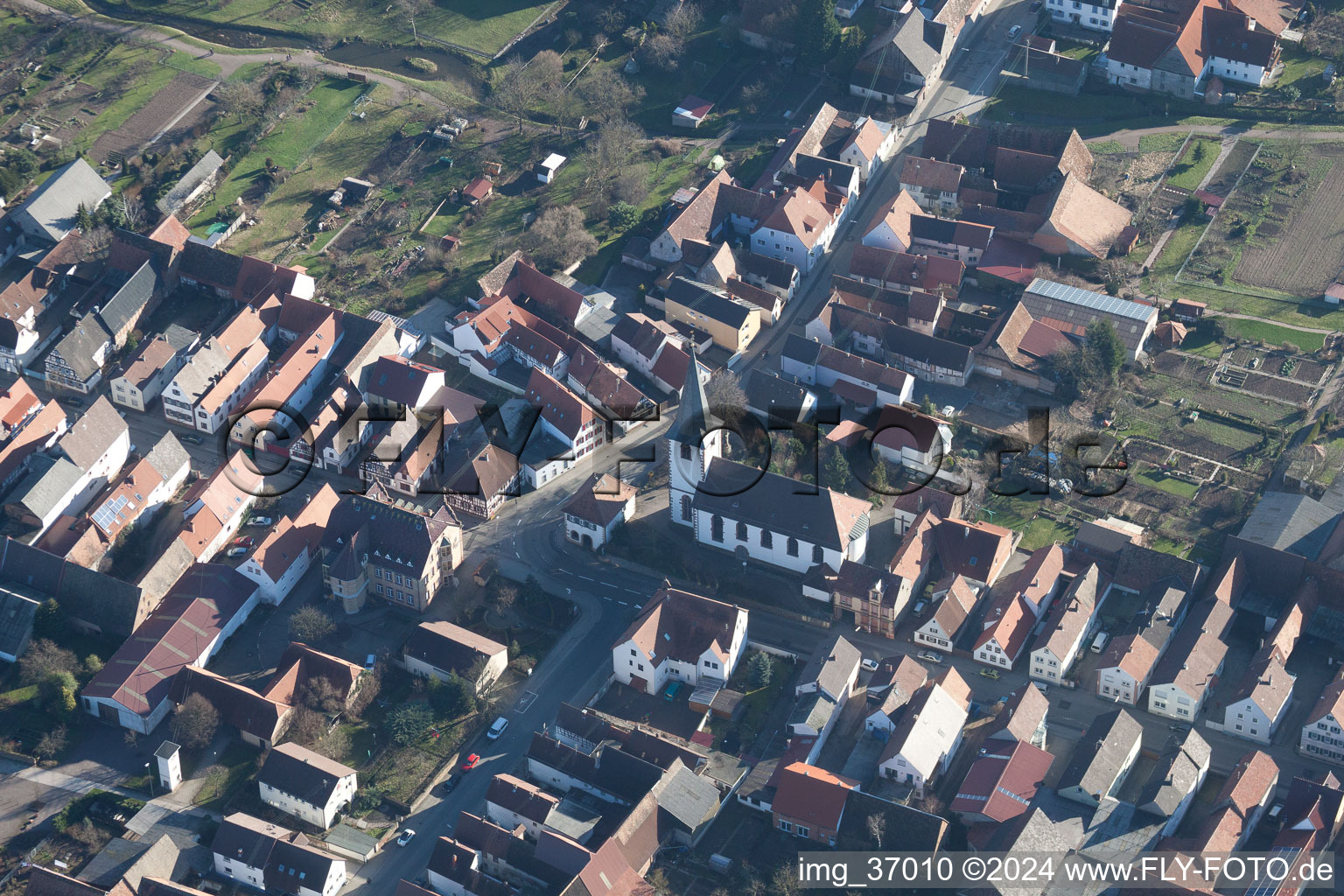 Ottersheim in Ottersheim bei Landau in the state Rhineland-Palatinate, Germany from the plane