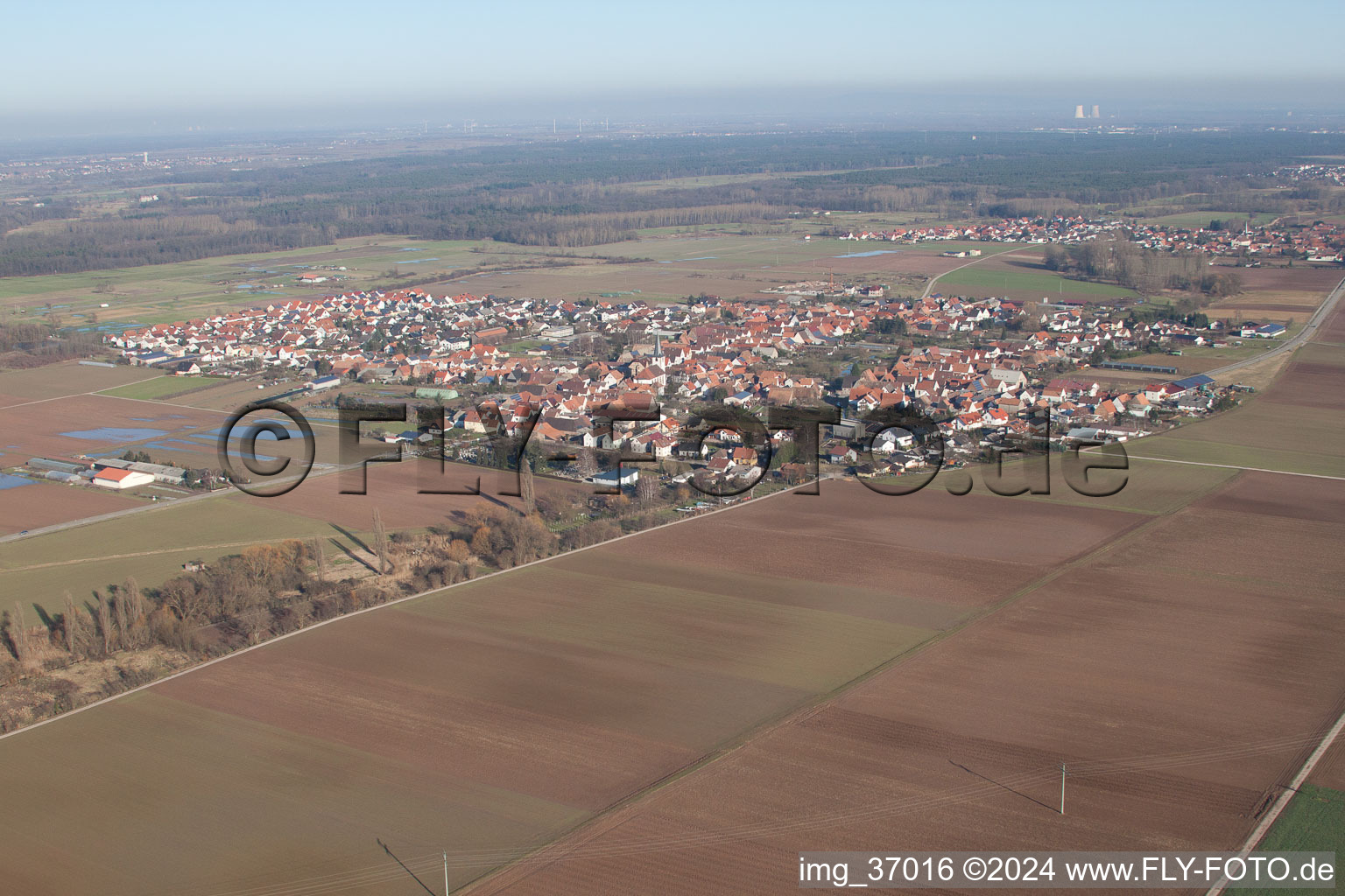 District Ottersheim in Ottersheim bei Landau in the state Rhineland-Palatinate, Germany from a drone