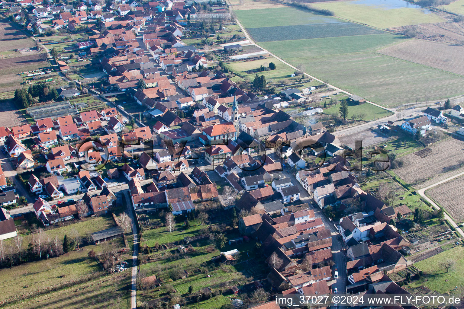 Erlenbach bei Kandel in the state Rhineland-Palatinate, Germany from above