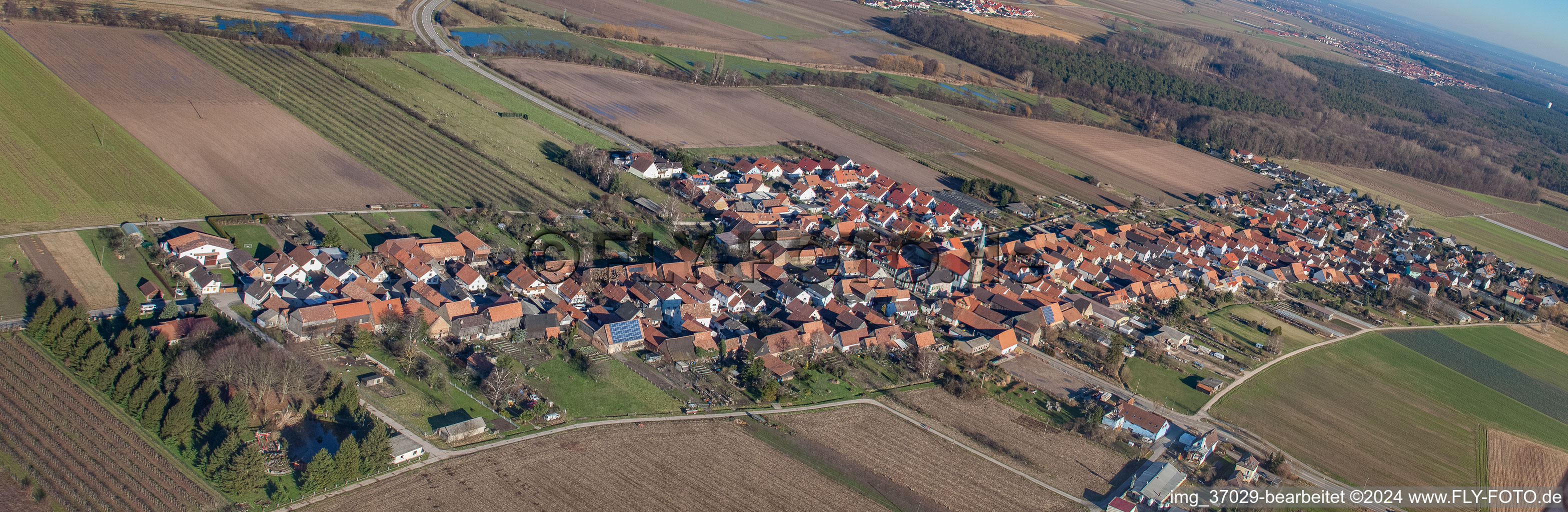 Panorama in Erlenbach bei Kandel in the state Rhineland-Palatinate, Germany