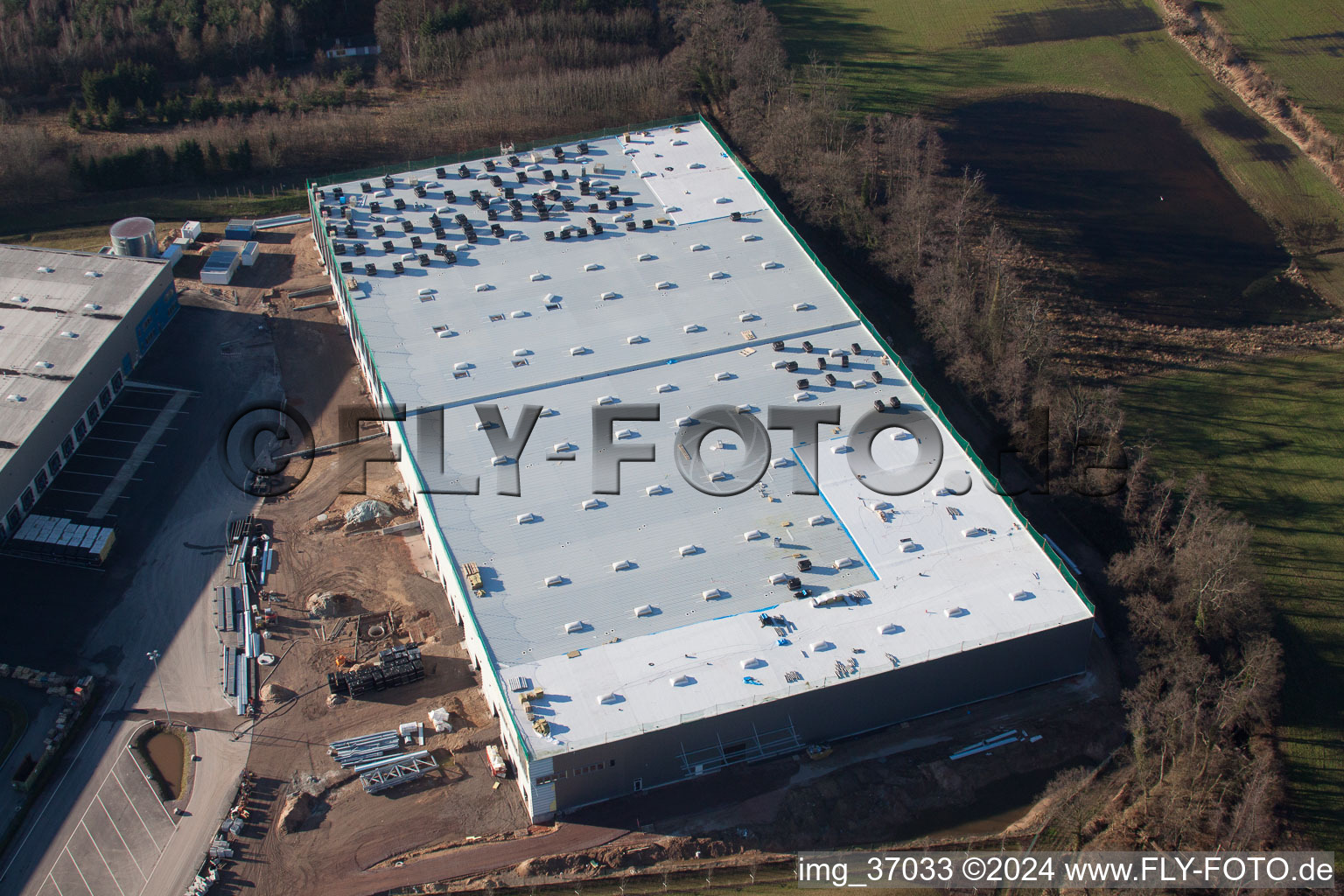 Aerial photograpy of Horst Industrial Estate in the district Minderslachen in Kandel in the state Rhineland-Palatinate, Germany