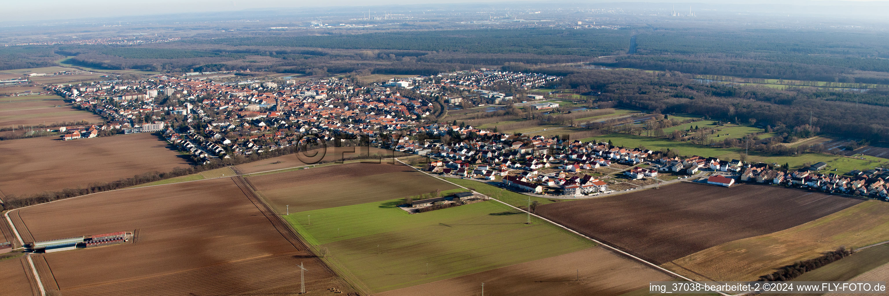 Kandel in the state Rhineland-Palatinate, Germany seen from above