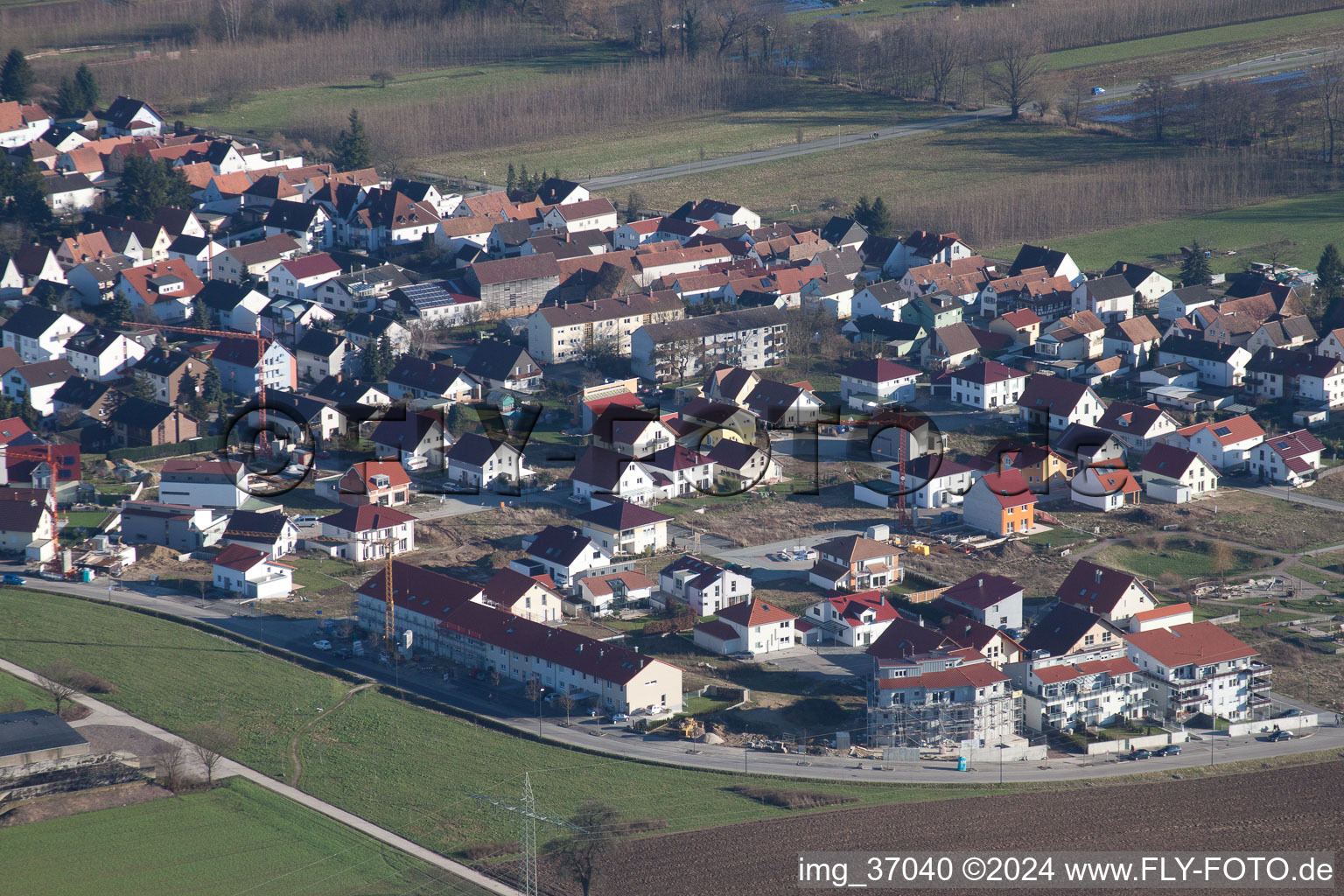 Drone image of New development area Höhenweg in Kandel in the state Rhineland-Palatinate, Germany