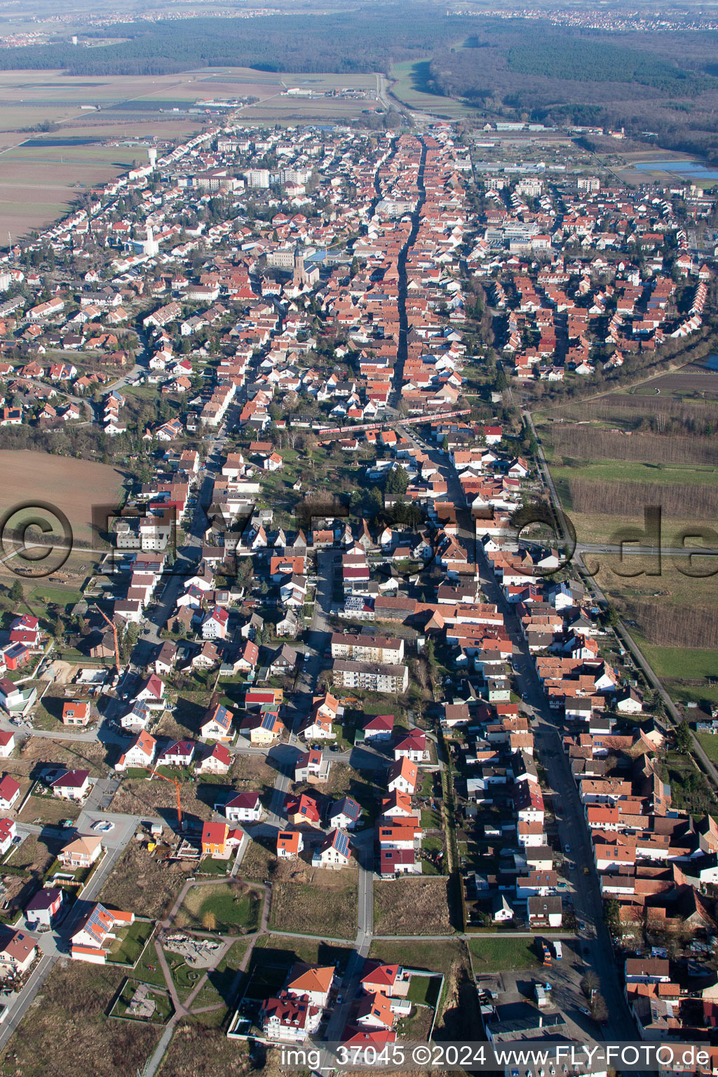 Kandel in the state Rhineland-Palatinate, Germany from the plane