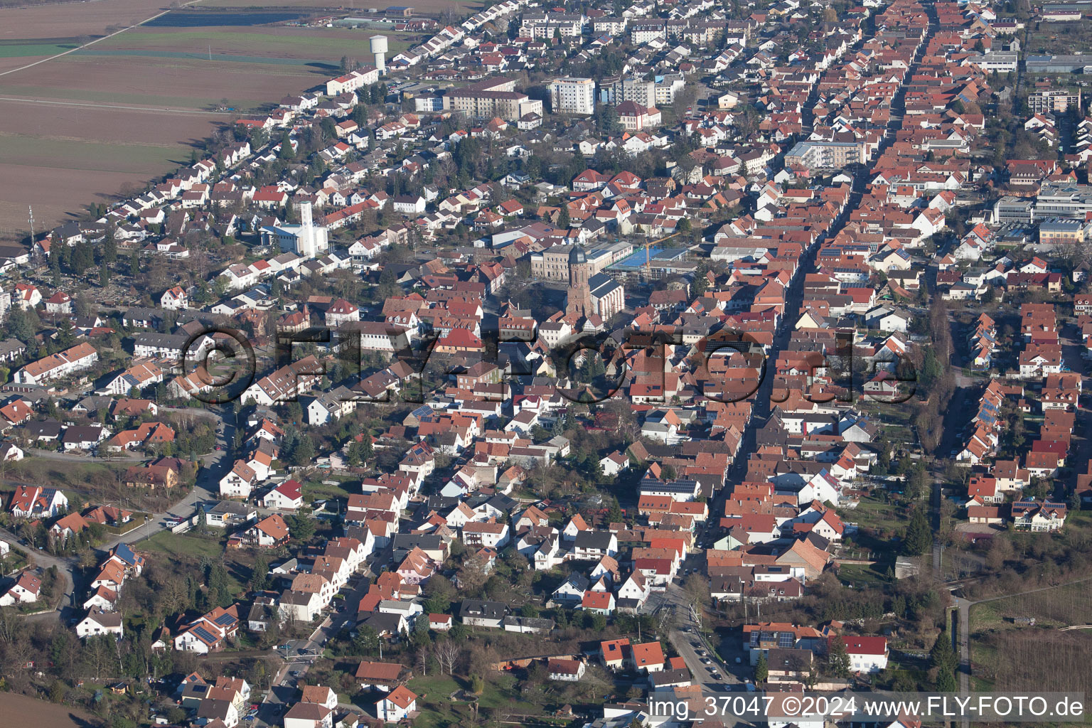 Bird's eye view of Kandel in the state Rhineland-Palatinate, Germany