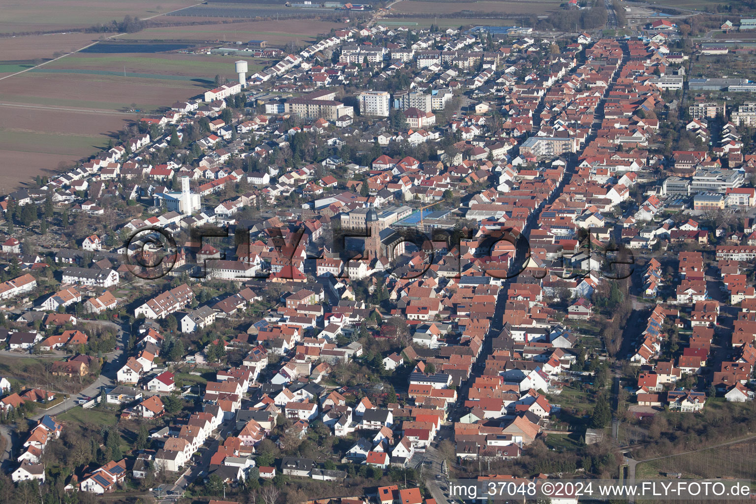 Kandel in the state Rhineland-Palatinate, Germany viewn from the air