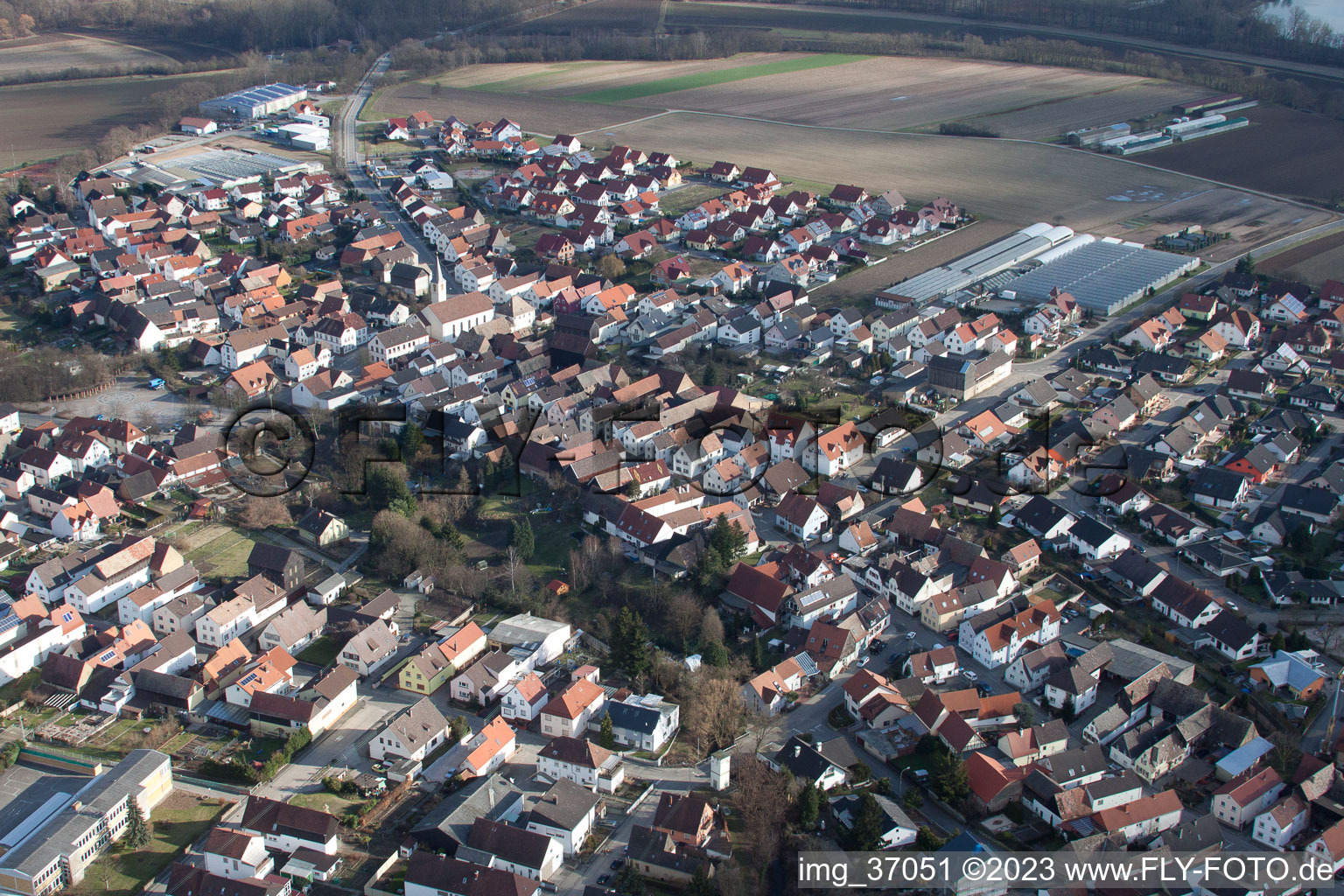Aerial view of Kuhardt in the state Rhineland-Palatinate, Germany
