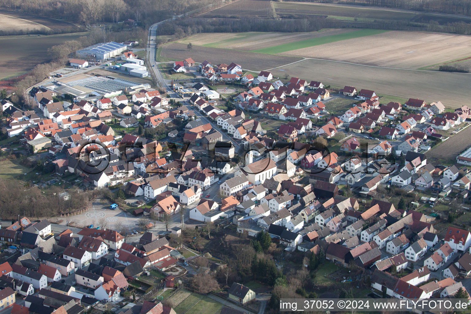 Oblique view of Kuhardt in the state Rhineland-Palatinate, Germany