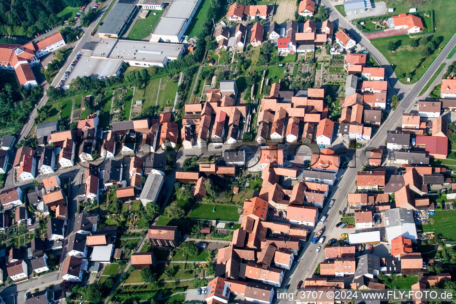 Hatzenbühl in the state Rhineland-Palatinate, Germany from the plane