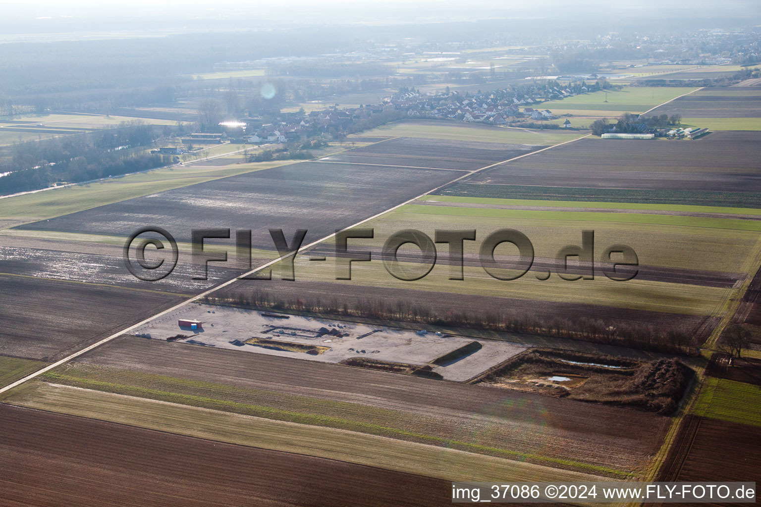 Geothermal construction site in Herxheimweyher in the state Rhineland-Palatinate, Germany