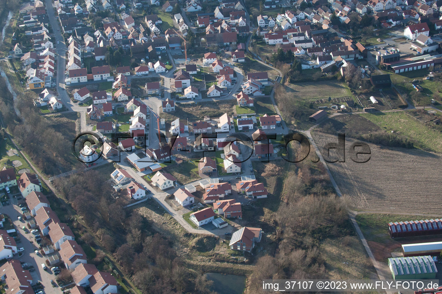 Drone image of District Herxheim in Herxheim bei Landau in the state Rhineland-Palatinate, Germany