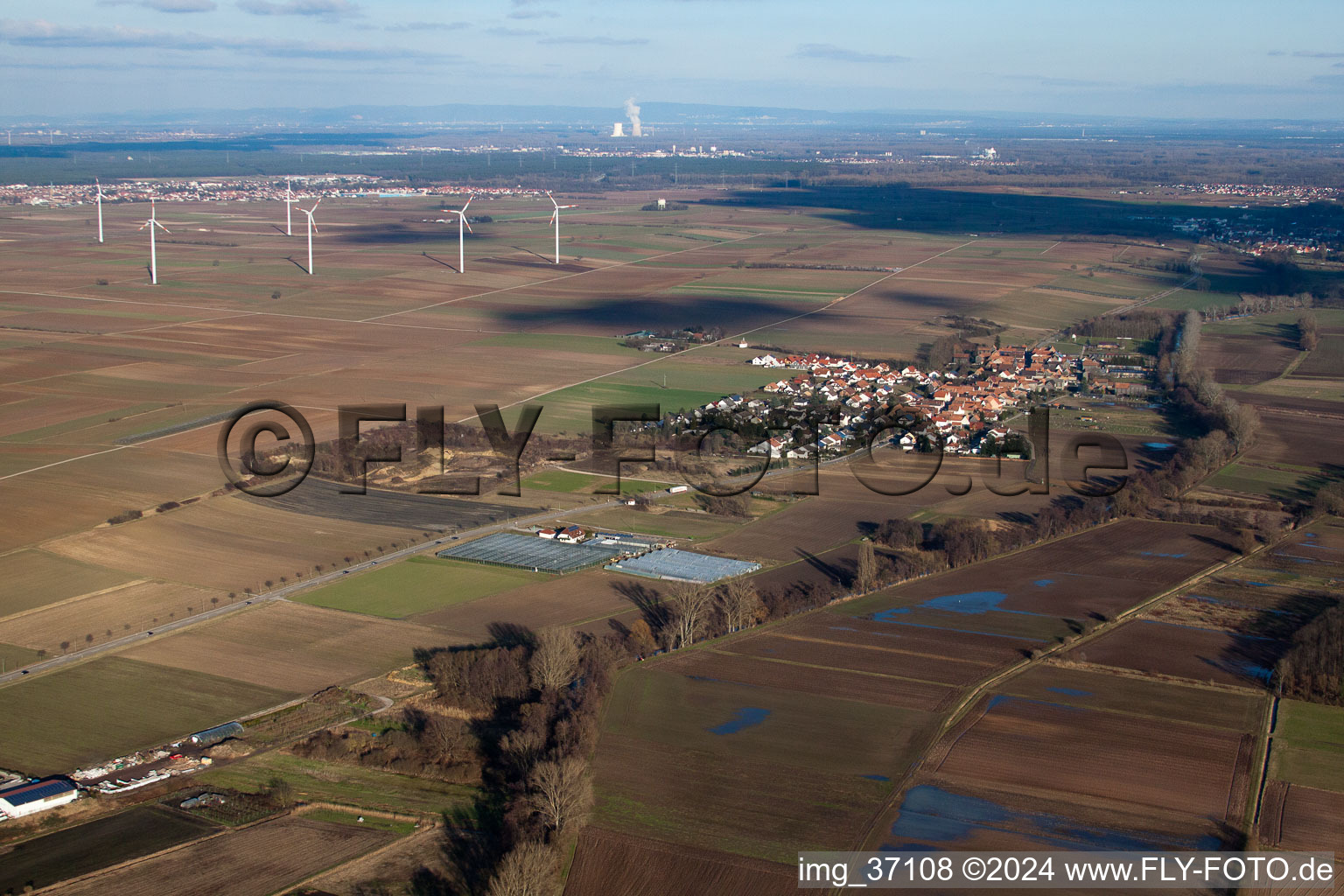 Herxheimweyher in the state Rhineland-Palatinate, Germany seen from above