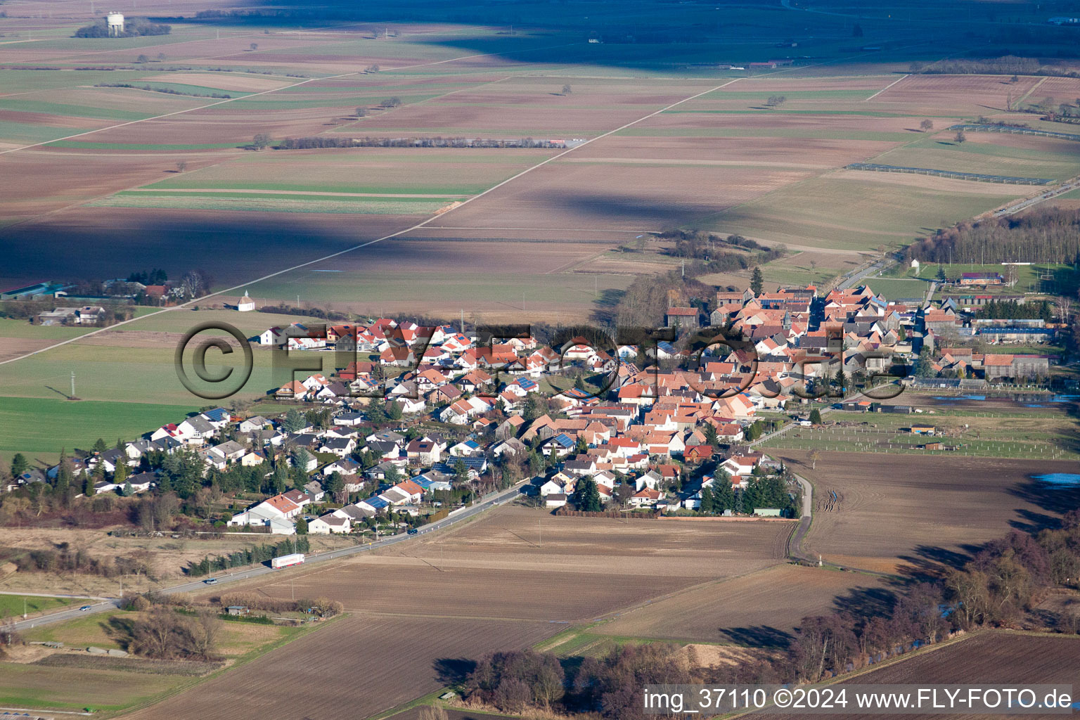 Herxheimweyher in the state Rhineland-Palatinate, Germany from the plane