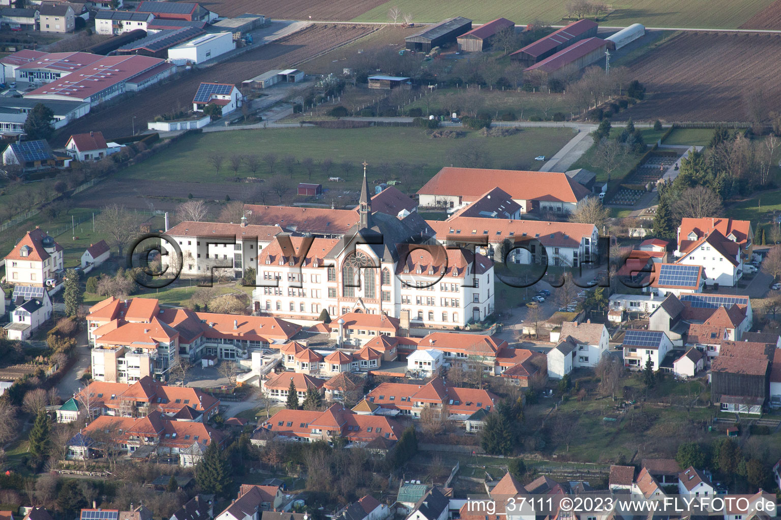 District Herxheim in Herxheim bei Landau in the state Rhineland-Palatinate, Germany from the drone perspective