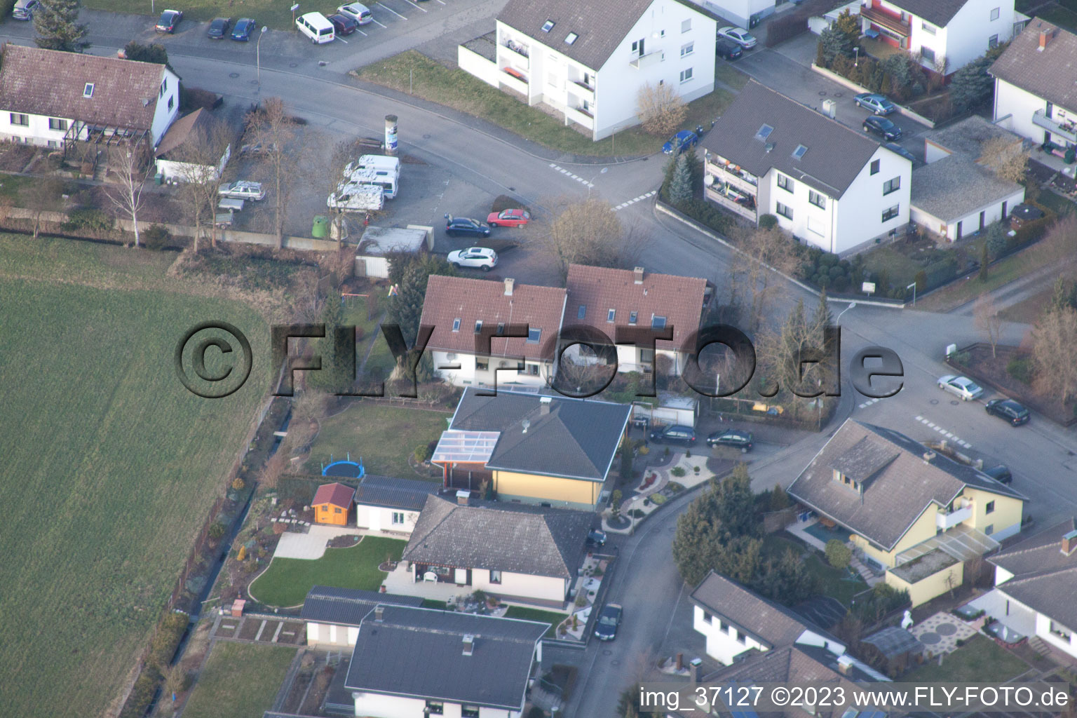 Aerial view of SW in the district Herxheim in Herxheim bei Landau/Pfalz in the state Rhineland-Palatinate, Germany