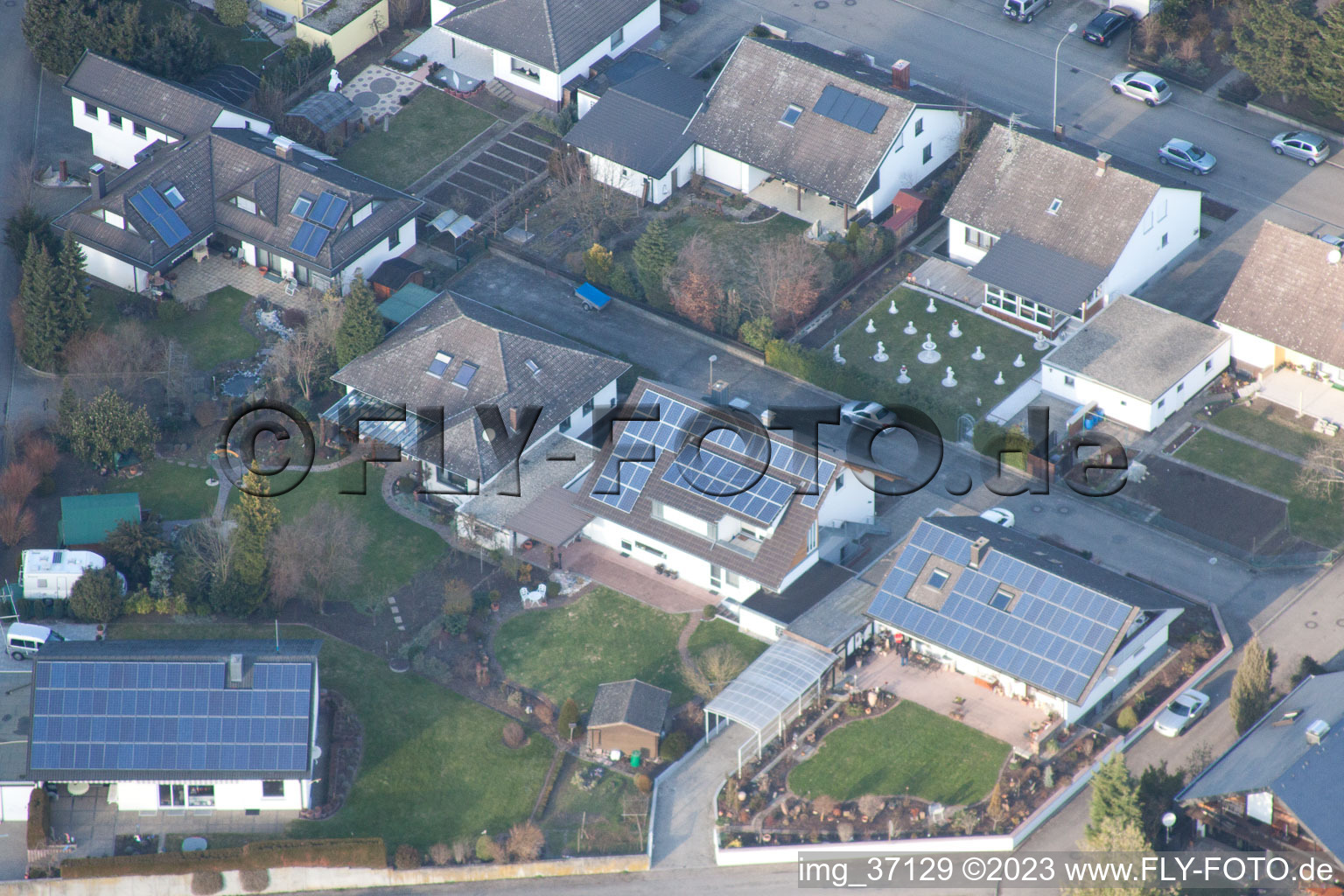 Oblique view of SW in the district Herxheim in Herxheim bei Landau in the state Rhineland-Palatinate, Germany