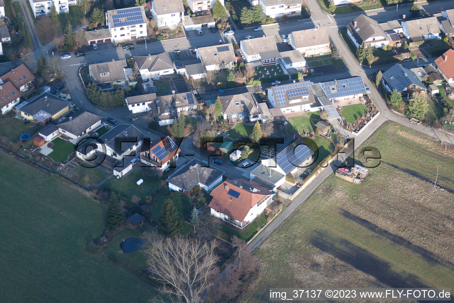 SW in the district Herxheim in Herxheim bei Landau/Pfalz in the state Rhineland-Palatinate, Germany from the plane