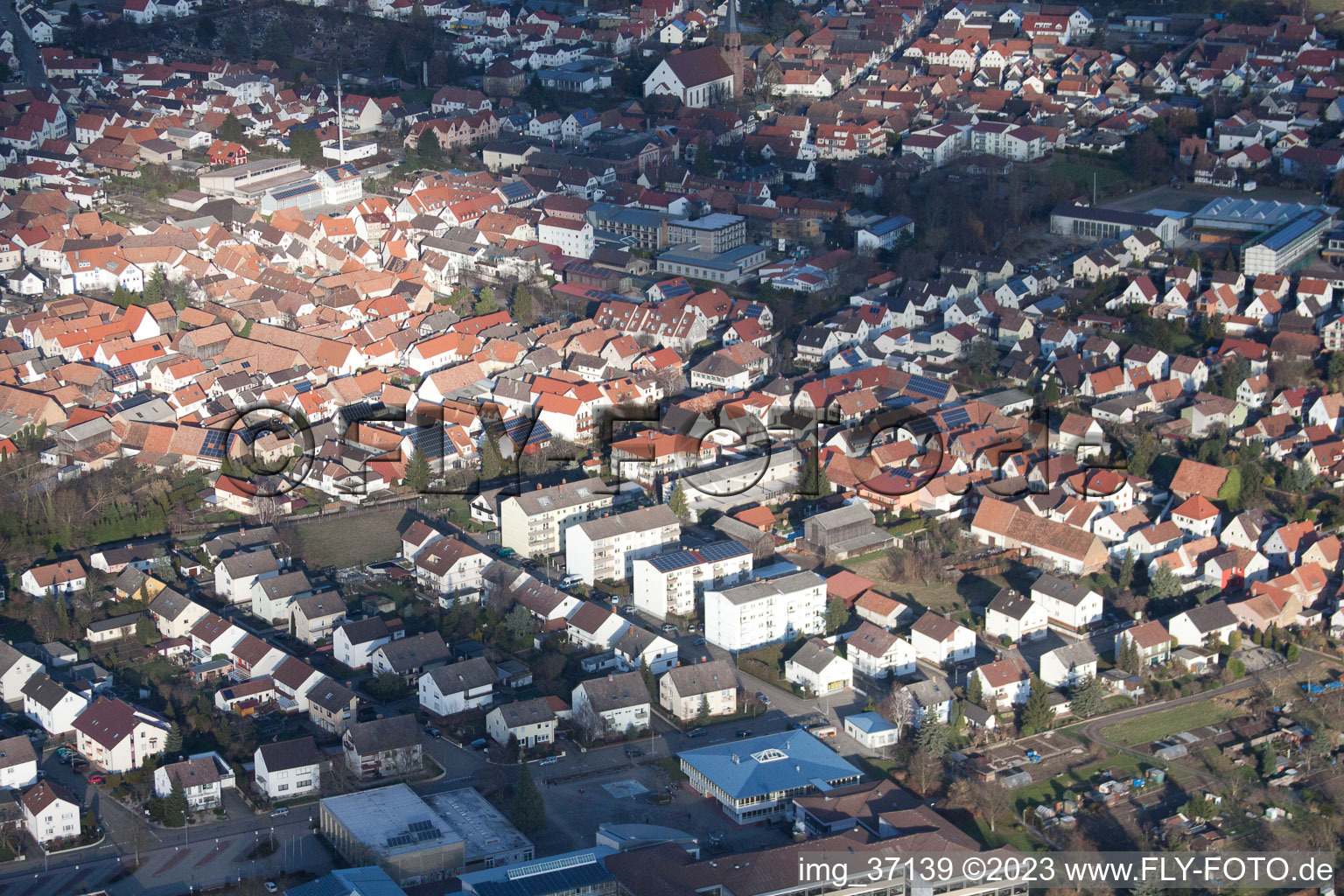 SW in the district Herxheim in Herxheim bei Landau in the state Rhineland-Palatinate, Germany viewn from the air