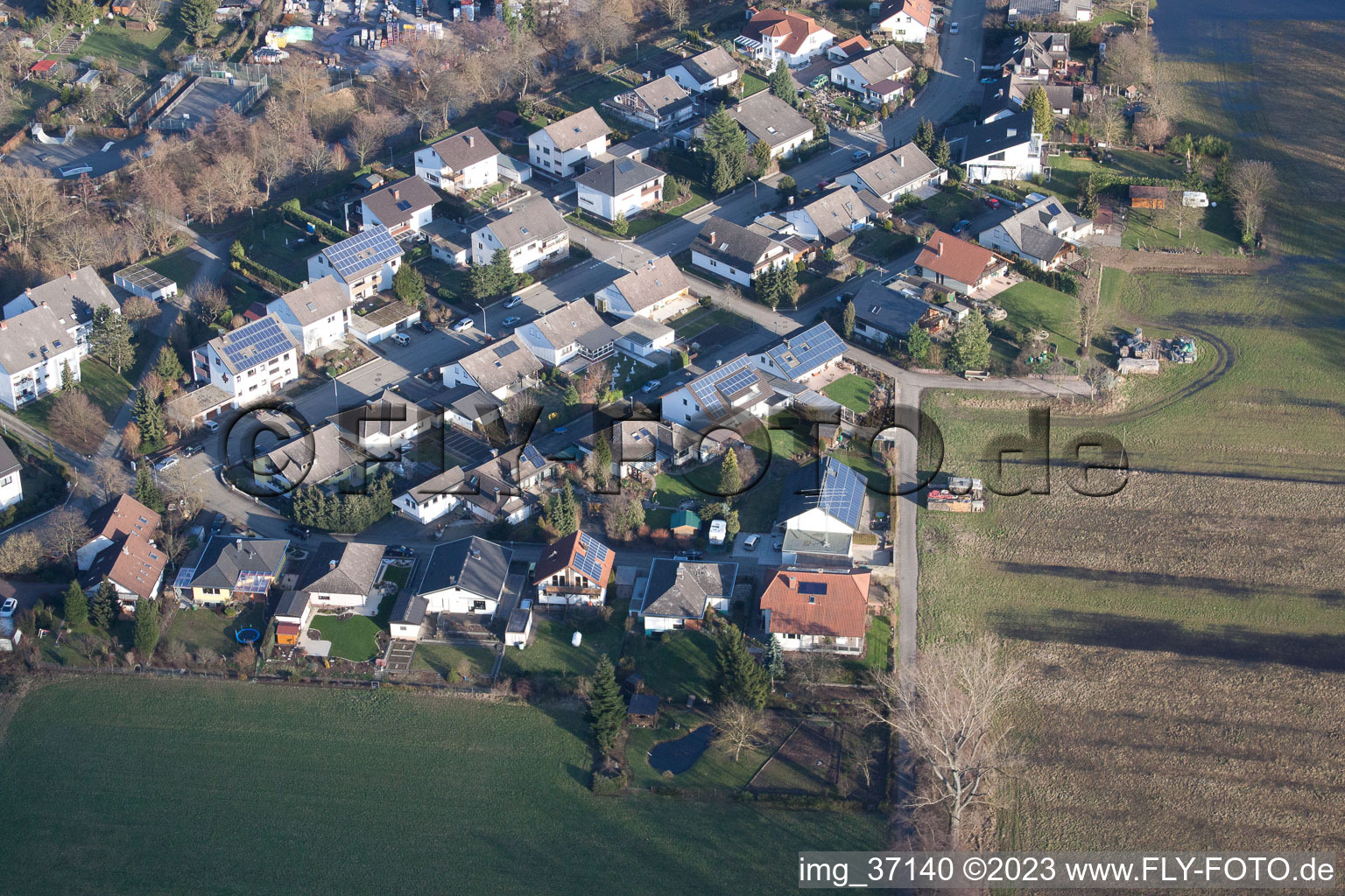 Drone recording of SW in the district Herxheim in Herxheim bei Landau in the state Rhineland-Palatinate, Germany