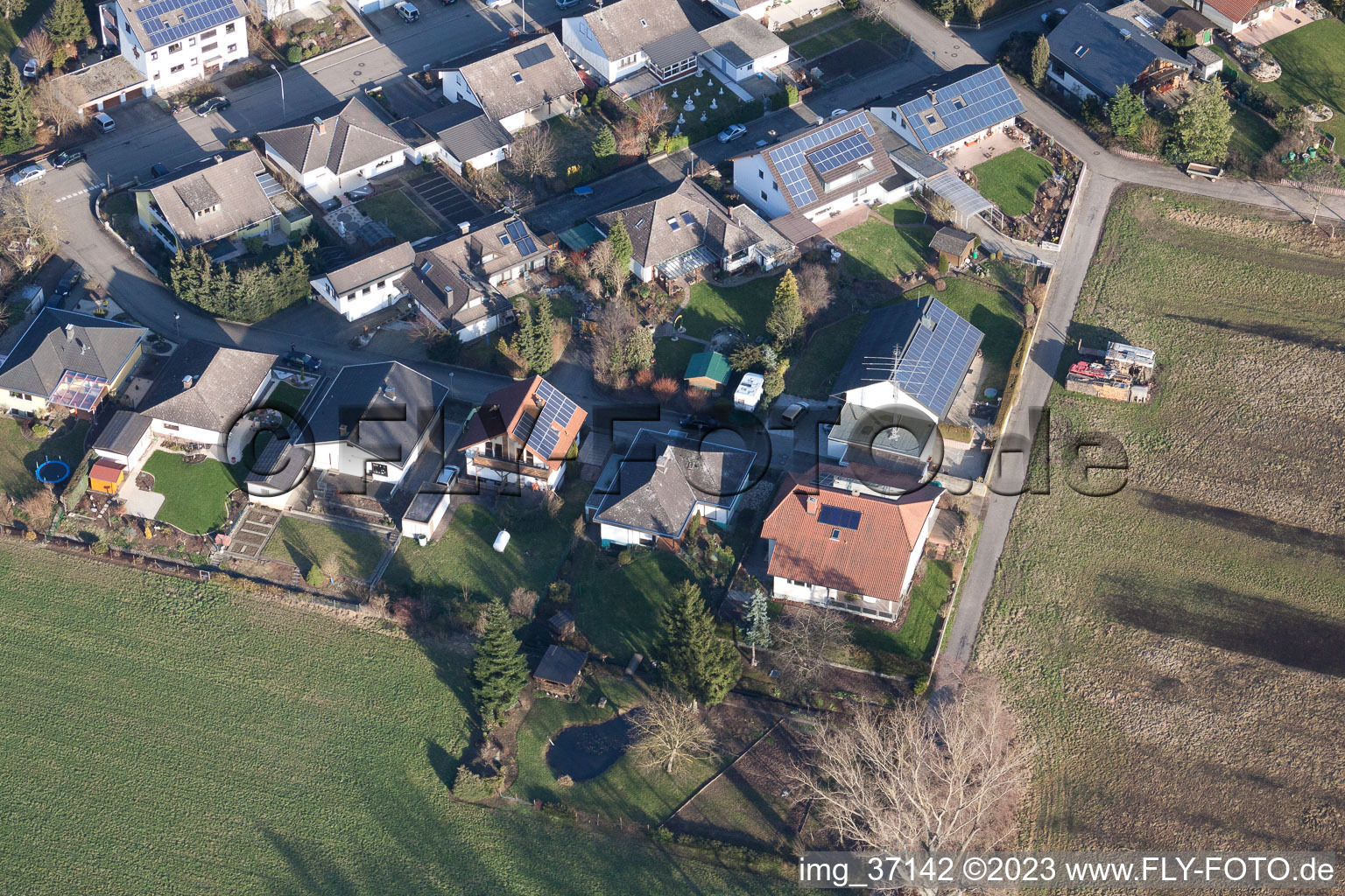 SW in the district Herxheim in Herxheim bei Landau in the state Rhineland-Palatinate, Germany from the drone perspective