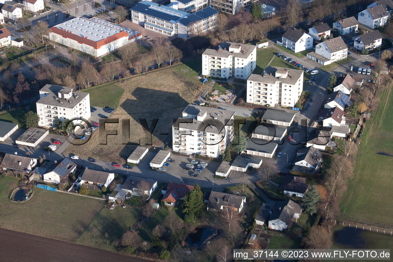 SW in the district Herxheim in Herxheim bei Landau in the state Rhineland-Palatinate, Germany from a drone