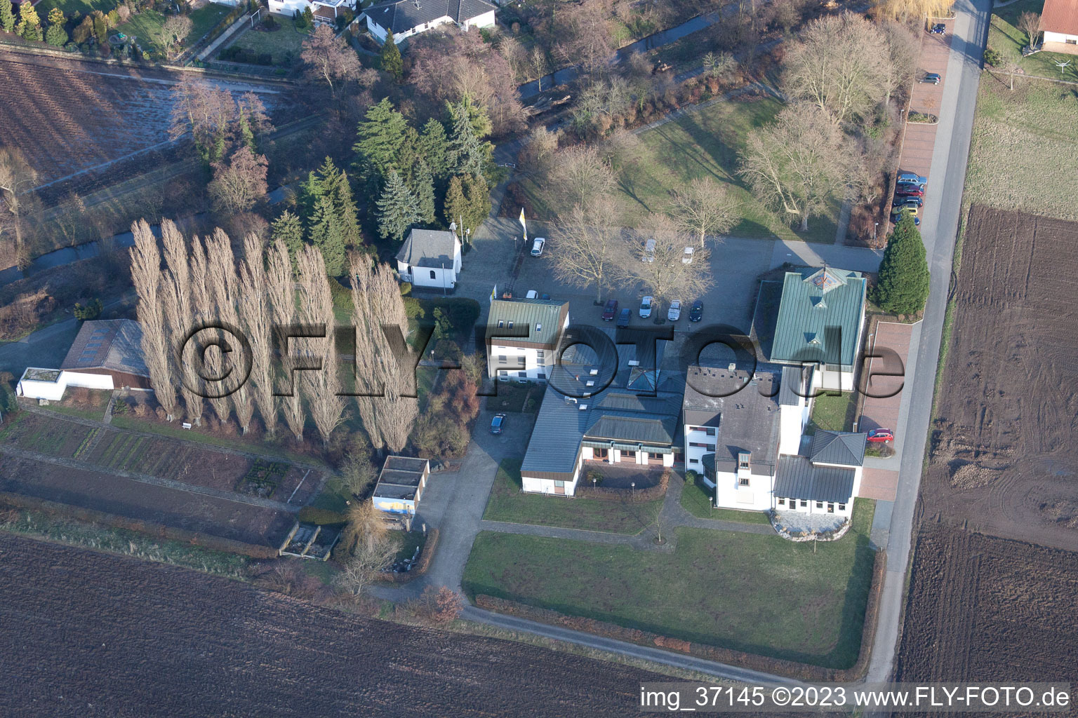 SW in the district Herxheim in Herxheim bei Landau in the state Rhineland-Palatinate, Germany seen from a drone