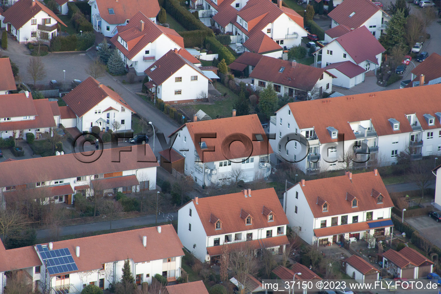 Aerial view of NW in the district Herxheim in Herxheim bei Landau in the state Rhineland-Palatinate, Germany