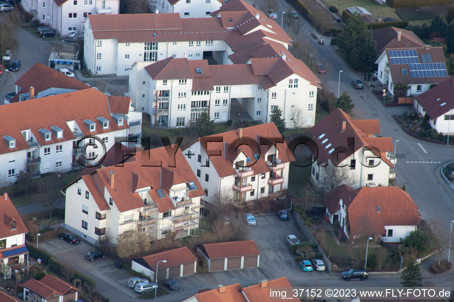 Oblique view of NW in the district Herxheim in Herxheim bei Landau in the state Rhineland-Palatinate, Germany