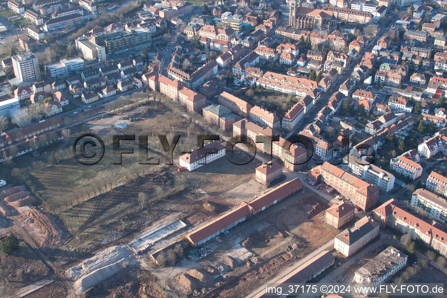 Landau in der Pfalz in the state Rhineland-Palatinate, Germany from the plane