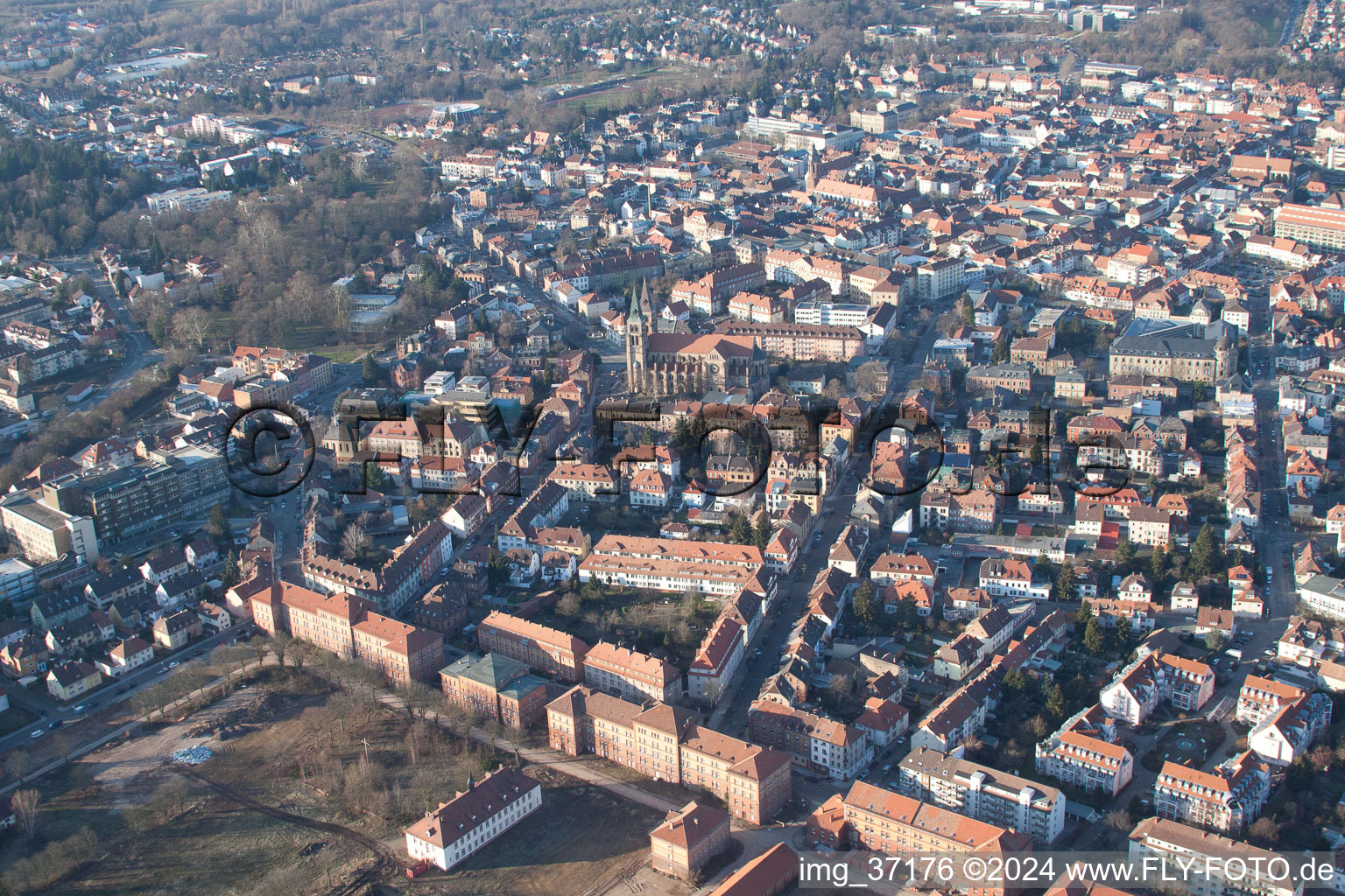 Bird's eye view of Landau in der Pfalz in the state Rhineland-Palatinate, Germany