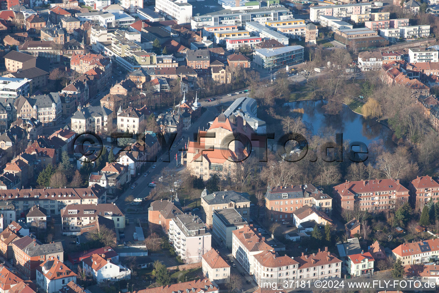 Drone recording of Landau in der Pfalz in the state Rhineland-Palatinate, Germany