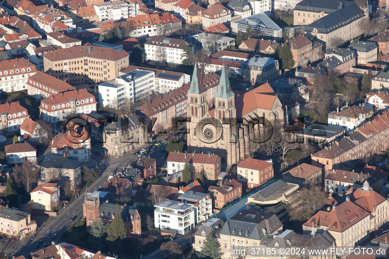 Landau in der Pfalz in the state Rhineland-Palatinate, Germany seen from a drone