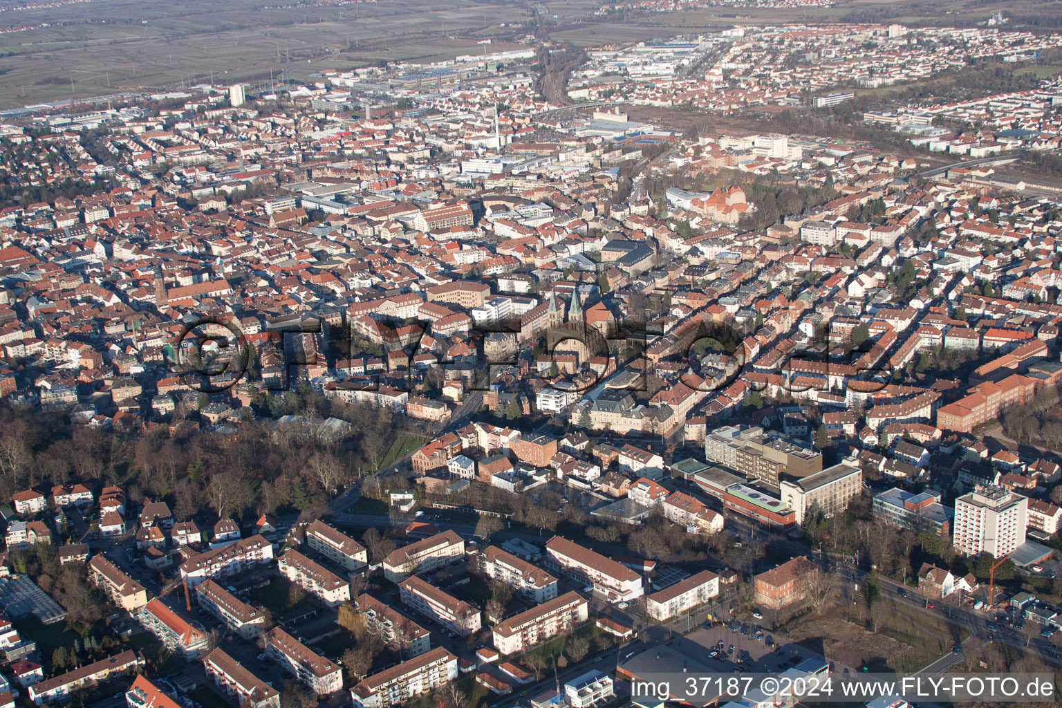 Aerial view of Landau in der Pfalz in the state Rhineland-Palatinate, Germany