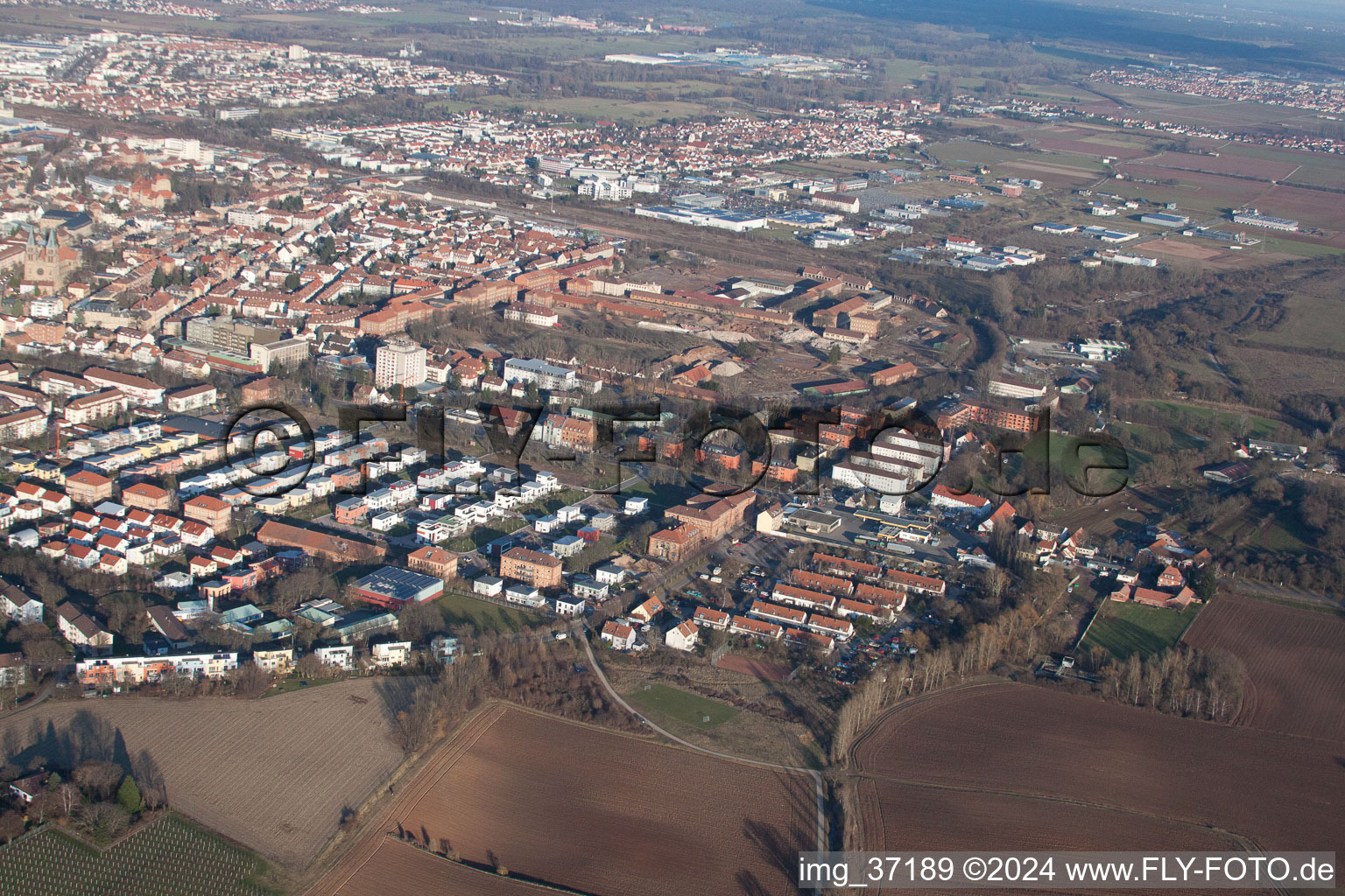 Aerial photograpy of Landau in der Pfalz in the state Rhineland-Palatinate, Germany