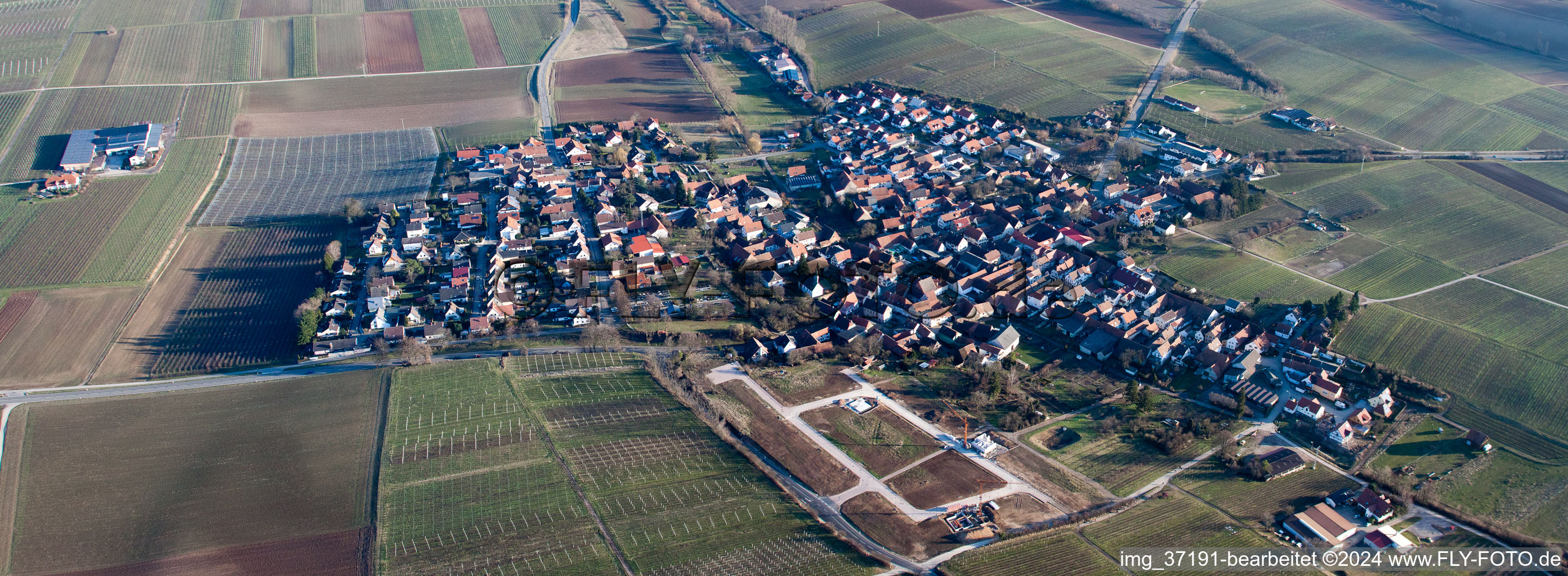 Impflingen in the state Rhineland-Palatinate, Germany seen from above