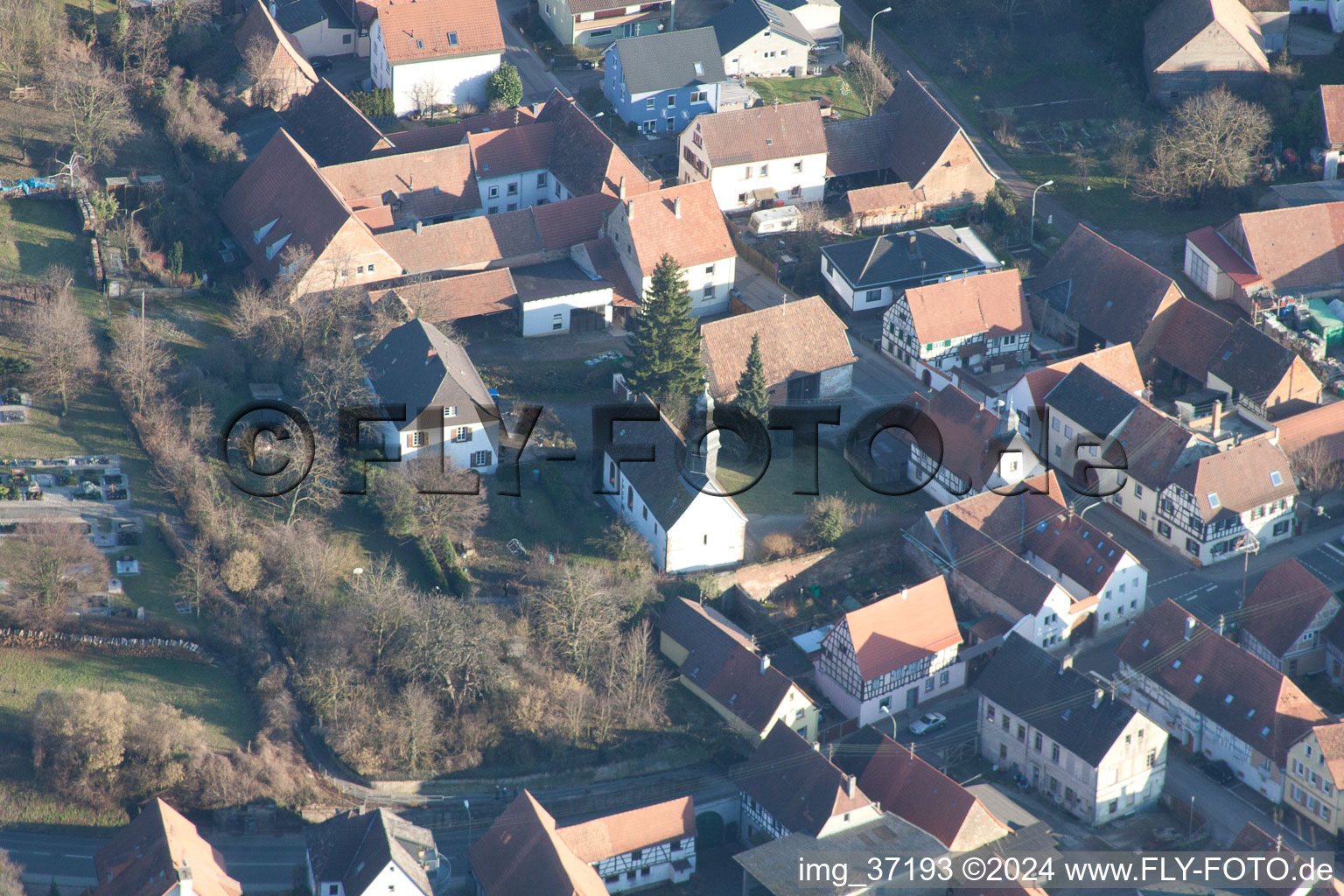 Impflingen in the state Rhineland-Palatinate, Germany from the plane