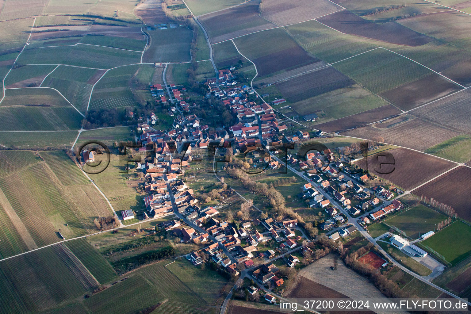 Drone image of Dierbach in the state Rhineland-Palatinate, Germany