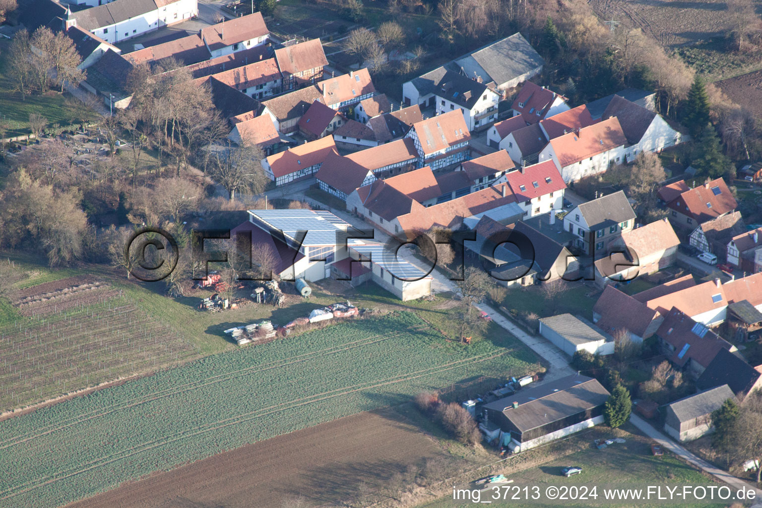 Vollmersweiler in the state Rhineland-Palatinate, Germany from the plane